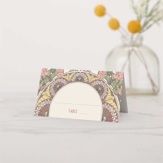 Table de Mariage de cartes de nom Vintage (Devant)