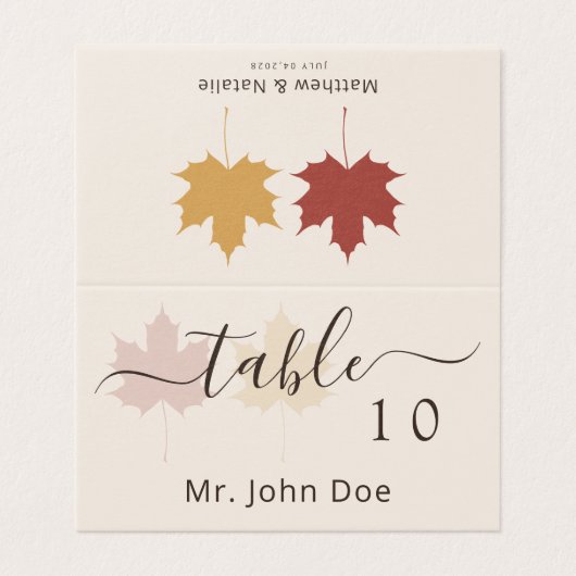 Table de mariage feuille d'érable jaune Bourgogne (Outside Unfolded)