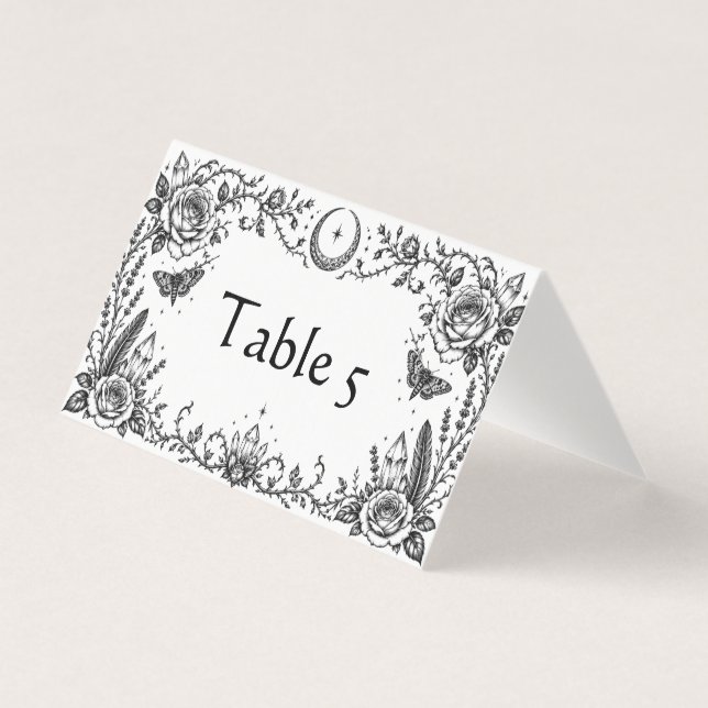 Table de mariage gothique botanique noir et blanc (Front)