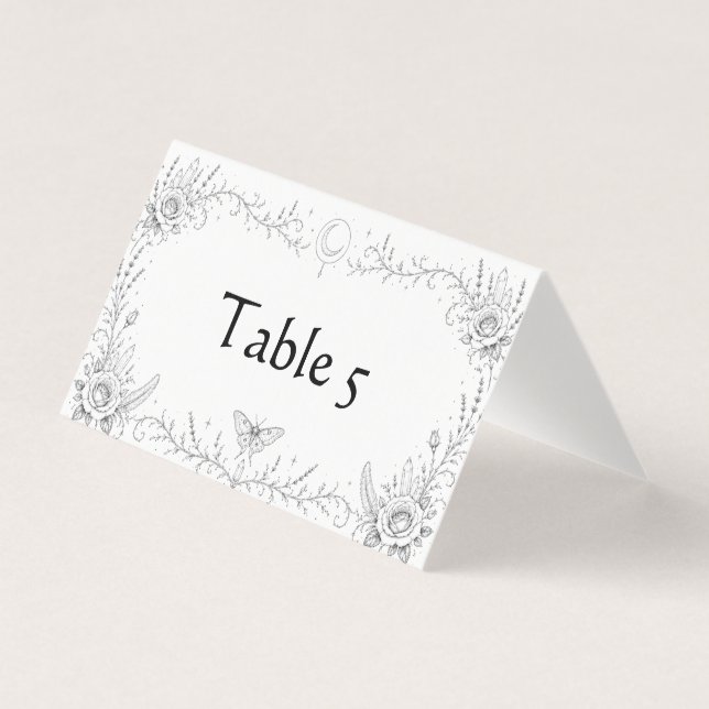 Table de mariage gothique botanique noir et blanc (Front)