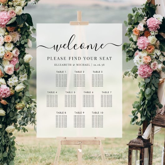Table de mariage moderne à 10 tables en acrylique