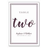 Table de mariage numéro deux Cassis violet simple (Dos)