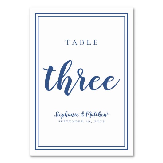 Table de mariage numéro trois Simple bleu et blanc (Par défaut)