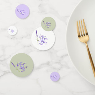 Table de Mariage vert et violet lavande Confetti