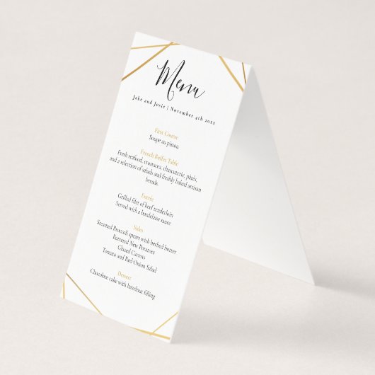 Table de menu de réception de mariage géométrique  (Back)