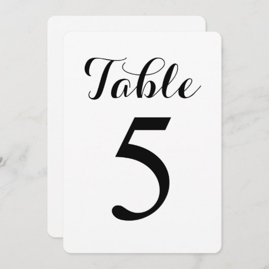 Table de script moderne 5 | Carte de numéros de ta (Devant / Derrière)