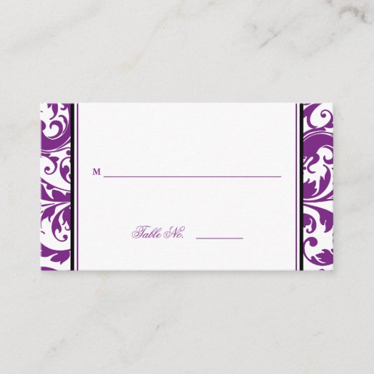 Table de siège en damas de violet Swirl Cartes de  (Devant)