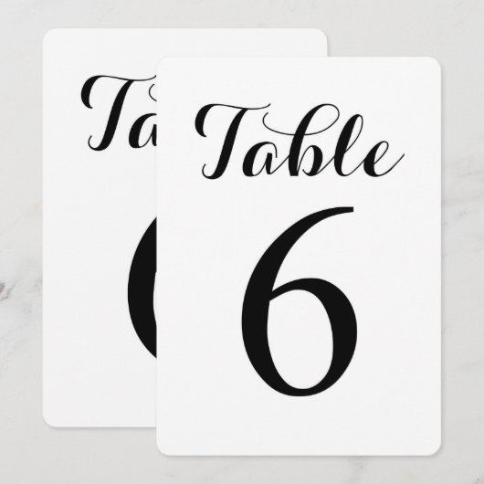 Table d'écriture moderne 6 | Carte de numéros de t (Devant / Derrière)