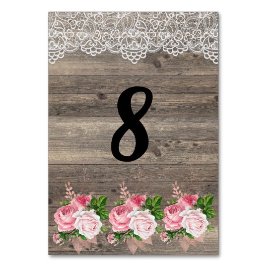 Table Dentelle Rustique rose floral Bouquet NUMÉRO DE TA (Par défaut)