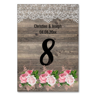 Table Dentelle Rustique rose floral Bouquet NUMÉRO DE TA