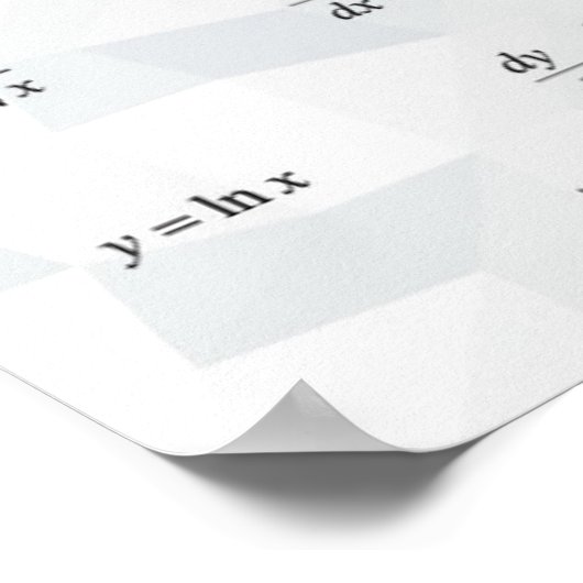 Table des dérivés - Poster mathématique (Coin)