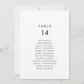 Table des numéros de table avec typographie chic (Dos)