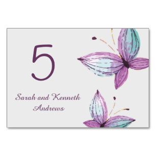 Table Deux papillons violets en aquarelle Numéro de tabl