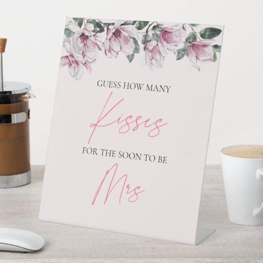 Table Devinez combien de baisers signe | Pink Floral Bri (In SItu)