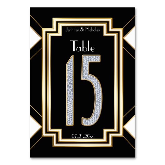 Table Diamants Art Déco Mariage Numéro de tableau Quinze (Par défaut)