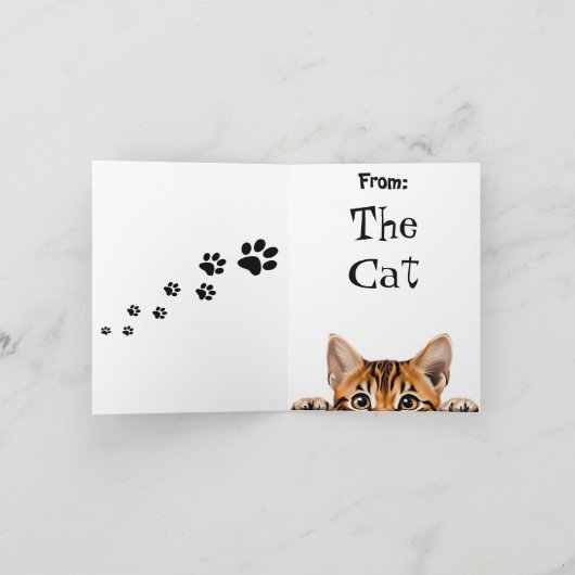 Table Drôle Tiger Chat Carte de voeux pliée (Intérieur)