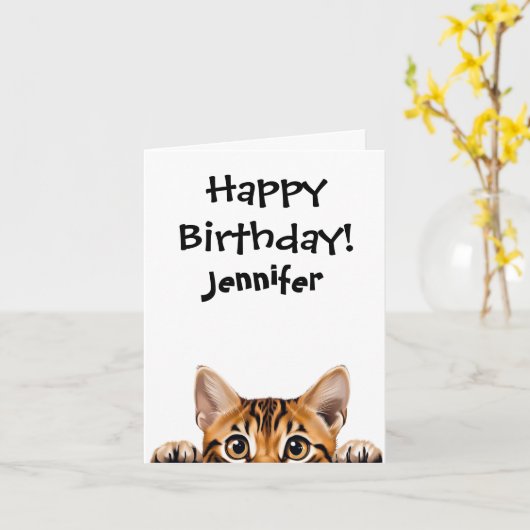 Table Drôle Tiger Chat Carte de voeux pliée (Fleur jaune)