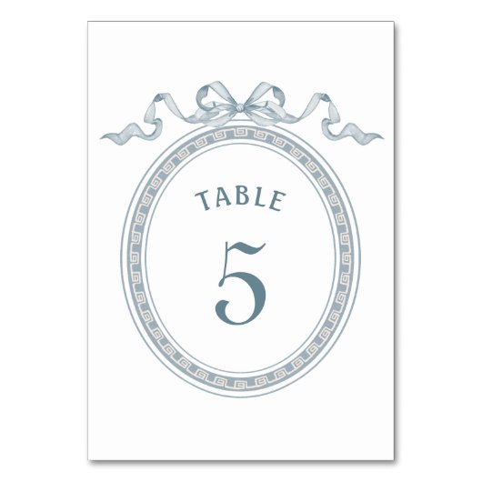 Table Dusty Blue Bow Greek Frame Numéro de tableau (Dos)