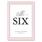 Table Elégant Blush rose Mariage Réception Numéro de tab (Dos)