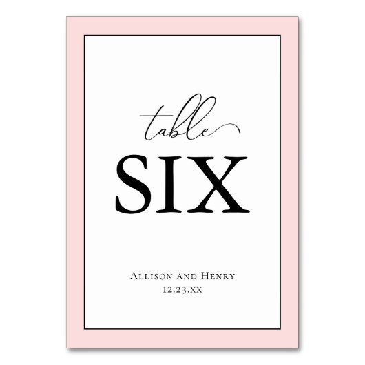 Table Elégant Blush rose Mariage Réception Numéro de tab (Par défaut)