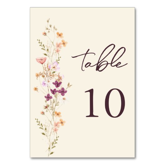 Table Elegant Fleur sauvage de crème Boho Numéro de tabl (Par défaut)