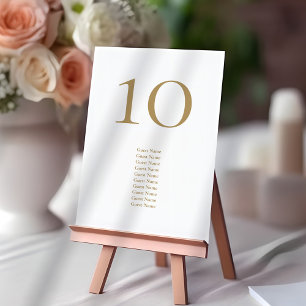 Table Elegant Gold Texte Guest Names Mariage Numéro de t