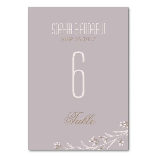Table Élégant lilas floral rustique mariage numéro de ta (Par défaut)