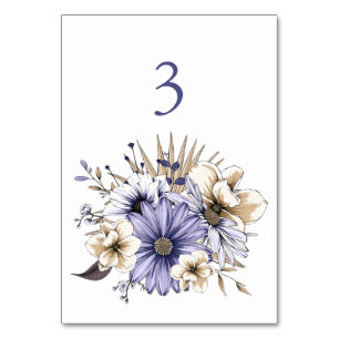 Table Élégant lilas violet Florals Folial Numéro de tabl