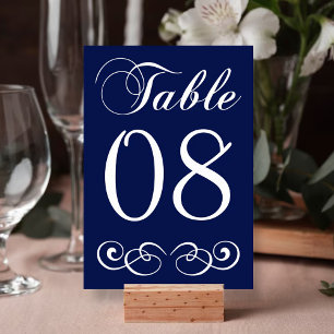 Table Élégant Mariage bleu et blanc de la marine Numéro