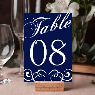 Table Élégant Mariage bleu et blanc de la marine Numéro