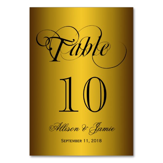 Table Élégant Mariage d'or de Sheen Classy Numéro de tab (Dos)