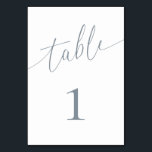Table Elégant minimaliste gris bleu foncé 1 Numéro de ta<br><div class="desc">Belle,  élégante,  moderne et minimaliste,  carte numéro de table. Entièrement personnalisable. **VEUILLEZ NOTER : Pour commander,  il suffit d'ajuster votre numéro de table et d'ajouter chaque numéro séparément à votre panier. Vérifiez ensuite une fois que vous avez terminé.</div>