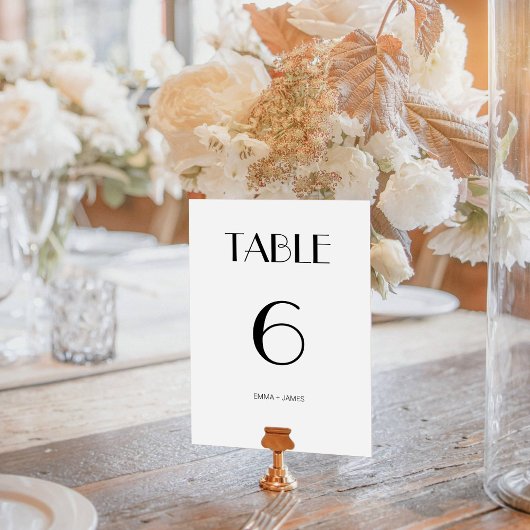 Table Élégant noir et blanc Mariage rétro Numéro de tabl