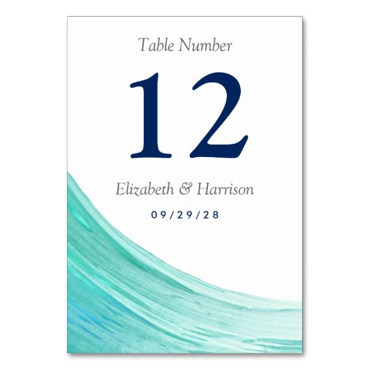 Table Elégant Turquoise Tides Beach Wedding Numéro de ta (Par défaut)