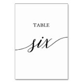 Table Élégante calligraphie noire Tableau Six Numéro de  (Dos)