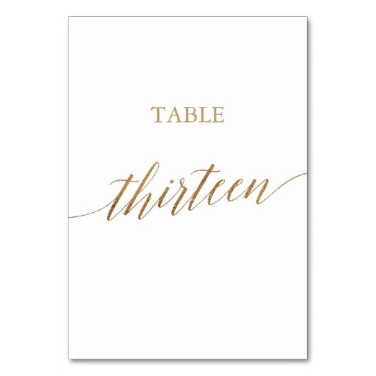 Table Élégante calligraphie Or Numéro de tableau Treize (Par défaut)