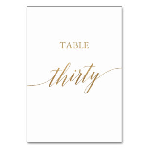Table Élégante calligraphie Or Numéro de tableau Trente