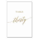 Table Élégante calligraphie Or Numéro de tableau Trente (Dos)