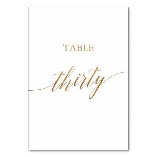 Table Élégante calligraphie Or Numéro de tableau Trente (Par défaut)