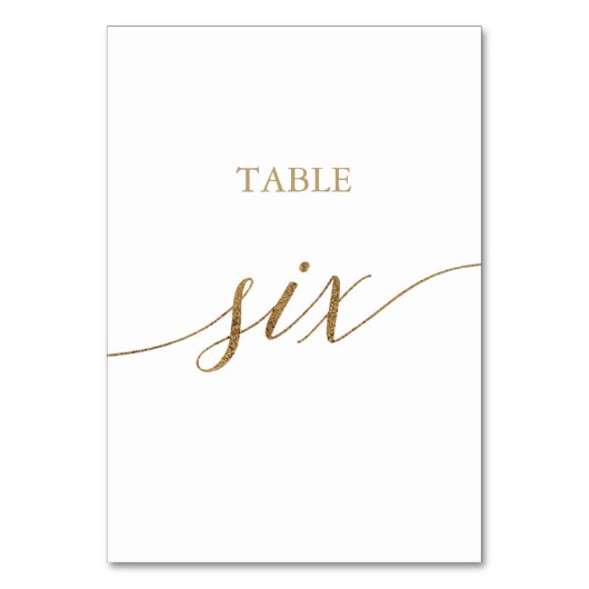 Table Élégante calligraphie Or Tableau Six Numéro de tab (Par défaut)