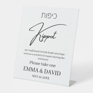 Table En-tête Hébreu Minimal Signe de Kippot de mariage