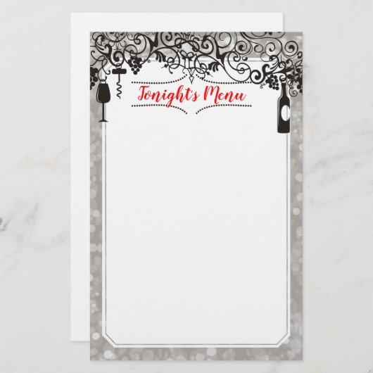 Table et vin menu dégustation papeterie en-tête (Devant / Derrière)