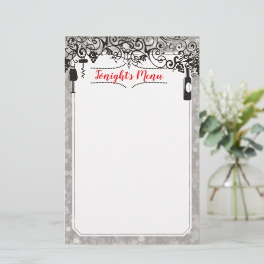 Table et vin menu dégustation papeterie en-tête (Debout devant)