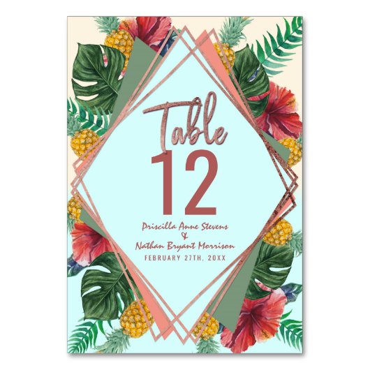 Table Été Tropical Pineappa Leaf Floral Numéro de tablea (Par défaut)
