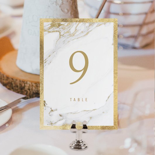 Table Faux or feuille marbre moderne mariage numéro de t