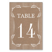 Table Feuilles blancs, mariage papier kraft numéro de ta (Dos)