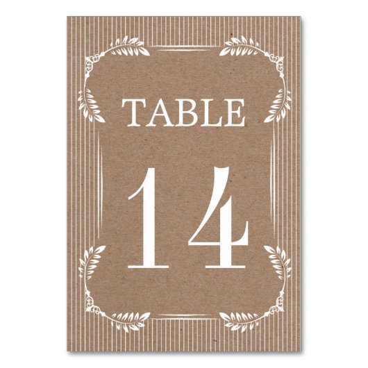 Table Feuilles blancs, mariage papier kraft numéro de ta (Par défaut)