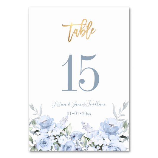 Table Fleurs d'aquarelle bleu foncé Mariage Numéro de ta (Par défaut)