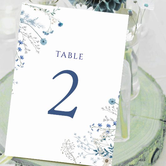 Table fleurs sauvages bleu aquarelle Numéro de tableau 2