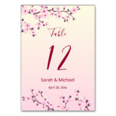 Table Floral Cerisier Fleurs Mariage rose Numéro de tabl (Dos)